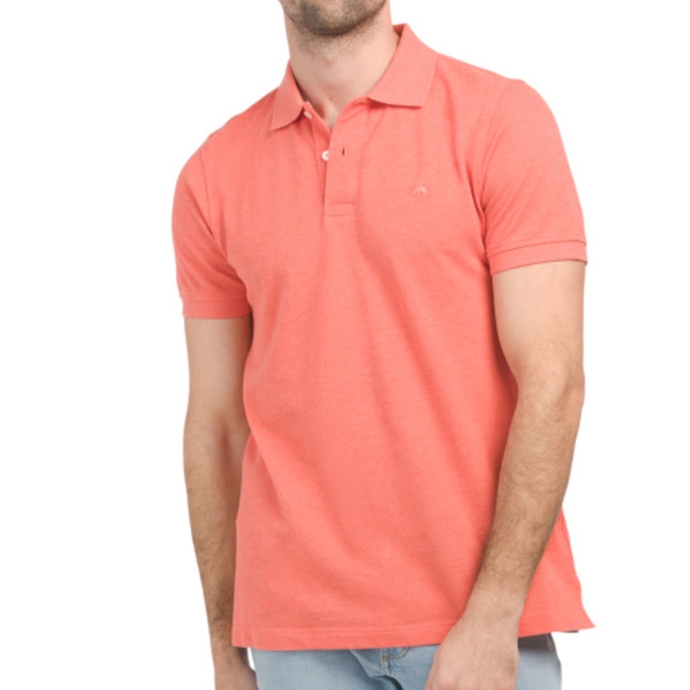 BROOKS BROTHERS Medium Pink Pique Solid Heather Polo